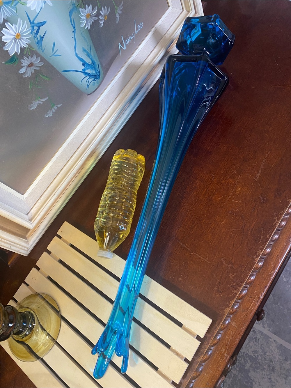 26" MCM Viking Glass Bluenique Epic Column Swung Floor Vase #7309 - Picture 13 of 14